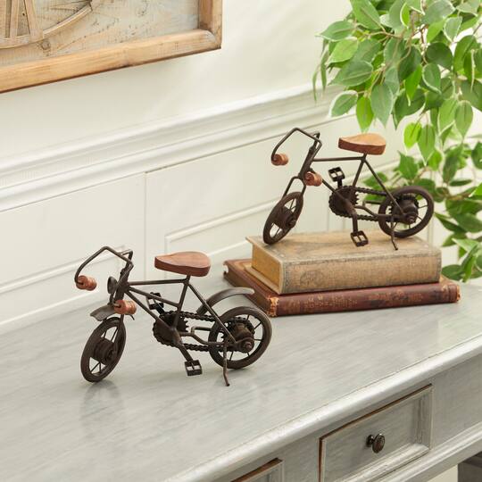 10.25" Black Metal Bike Tabletop Sculptures, 2ct.